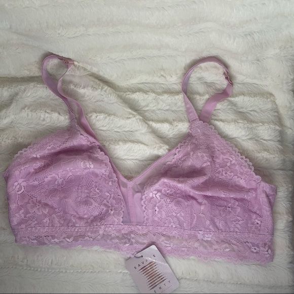 Savage X Fenty Other - Savage X Fenty Womens Bralette Bra Pink Floral Lace Mesh Stretch Plus 3X NEW